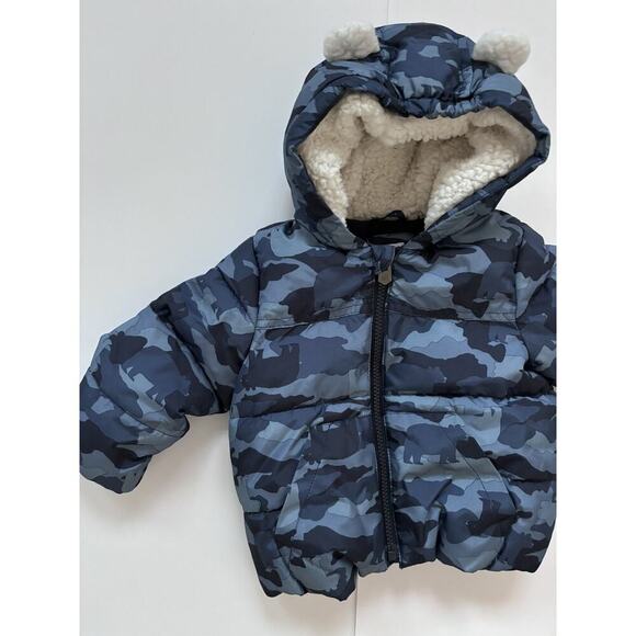 Gap Blue Camouflage Hooded Puffer Coat - Picture 2 of 9